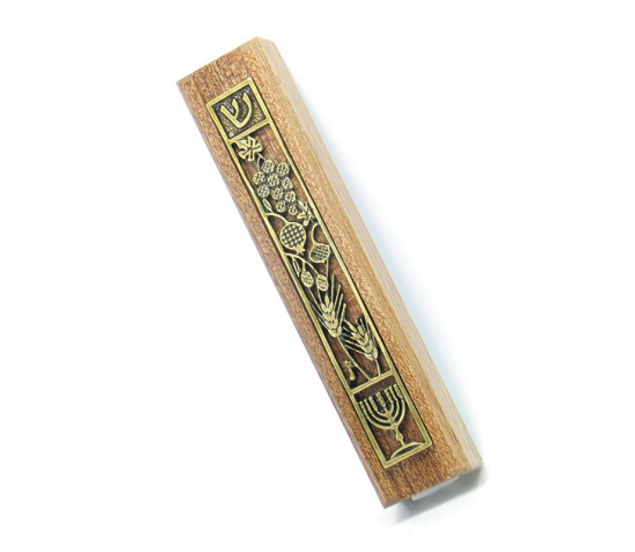 Mahogany Seven Species Mezuzah