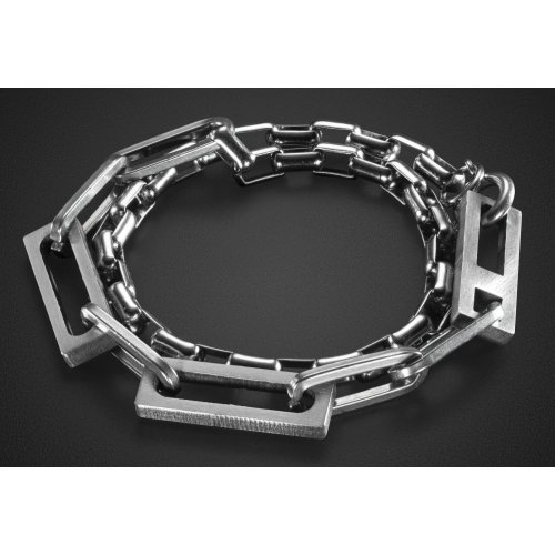 Man's Stainless Steel Bracelet  Double Chain with Various Sized Links