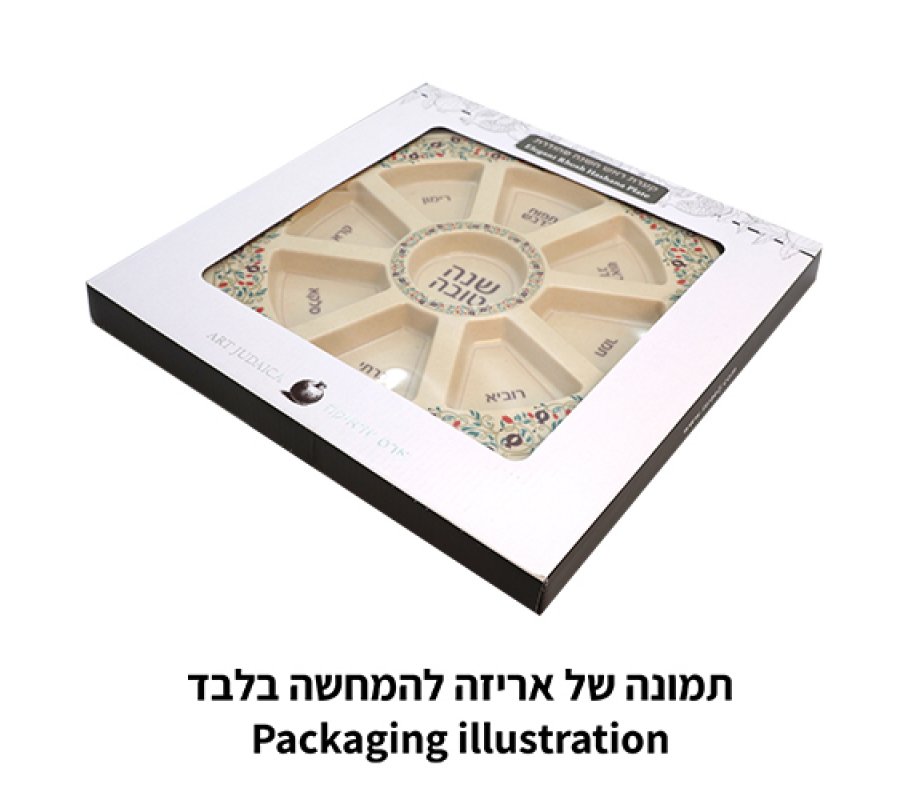 Melamine Rosh Hashanah Plate for Simanim - Blue