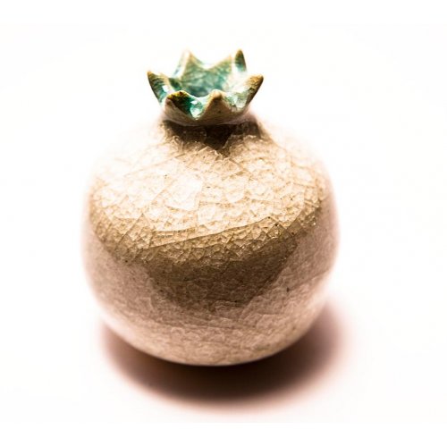 Michal Ben Yosef Decorative Ceramic Pomegranate – White