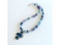 Michal Kirat Fluorite Beads Silver Necklace with Three Roman Glass Pendants