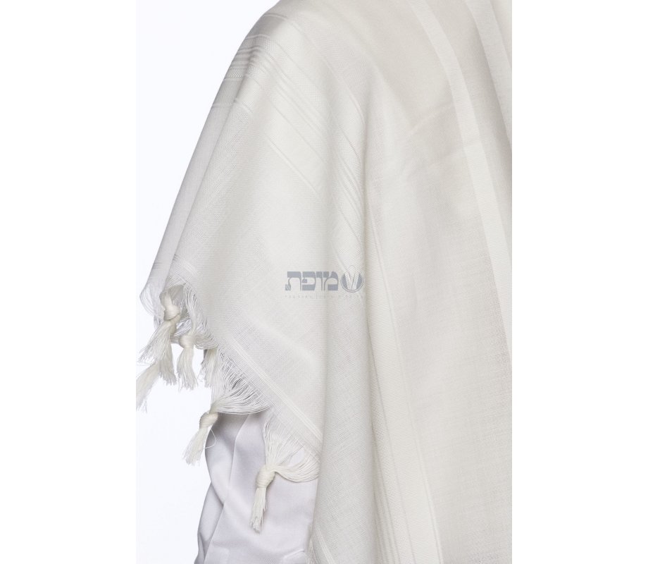 Modim Classic Wool Tallit Prayer Shawl - Pure White