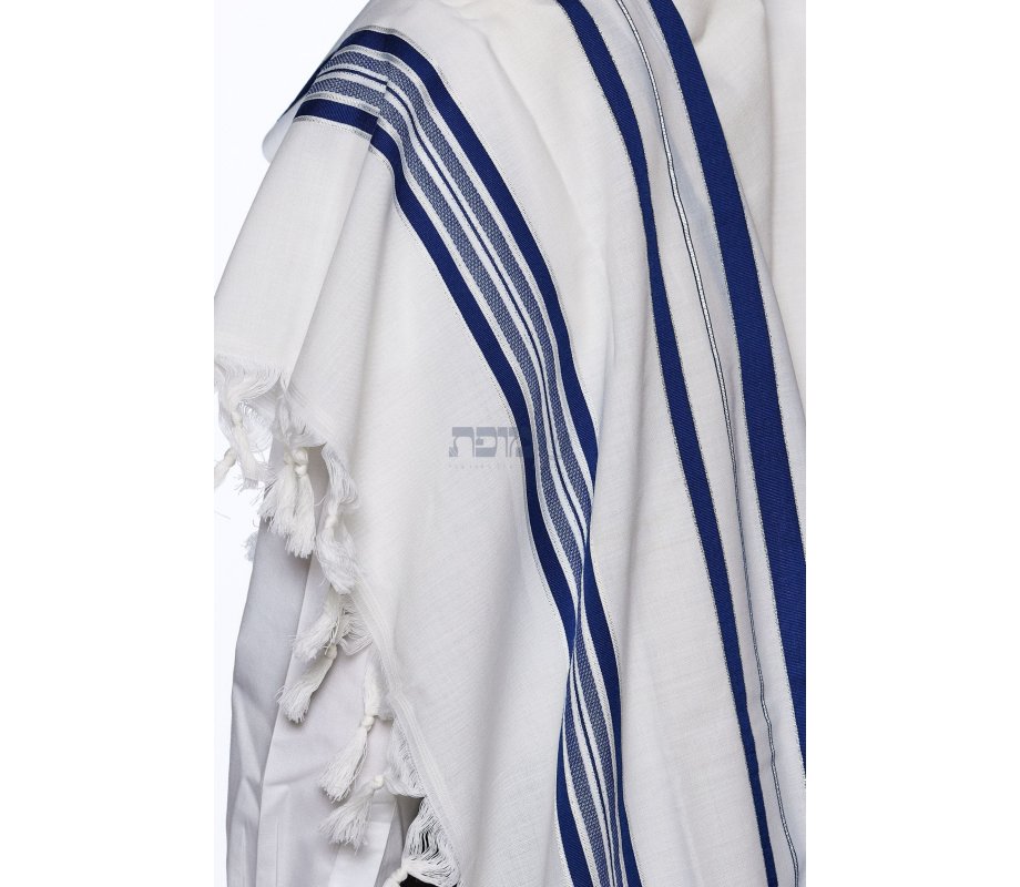 Modim Classic Wool Tallit Prayer Shawl - Royal Blue Stripes