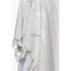 Modim Classic Wool Tallit Prayer Shawl - Shiny White Stripes