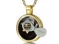 Nano Jewelry Gold Plated Round Star of David Jewelry with Song of Ascents - Black
