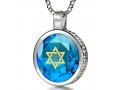 Nano Jewelry Round Silver Star of David Jewelry with Song of Ascents - Blue