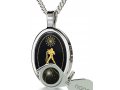 Nano Necklace Pendant Necklace - Aquarius Zodiac on Black Onyx Stone