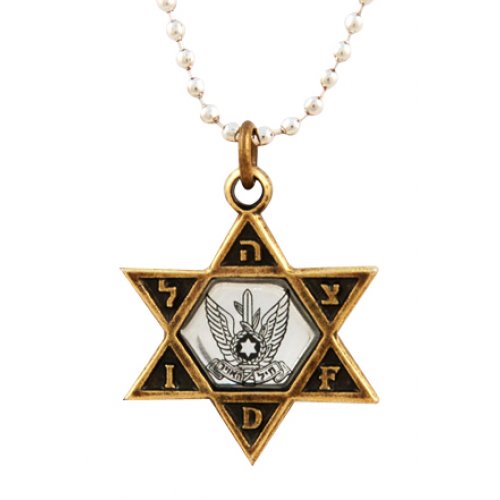 Necklace, IDF Star of David Bronze Pendant and Air Force Emblem - Ball Chain