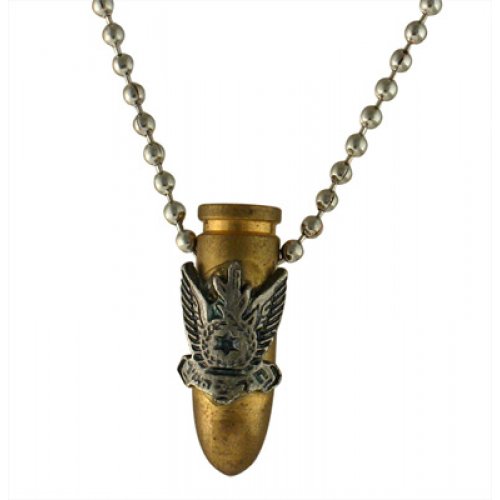 Necklace with Israeli Army Bullet Bronze Pendant & Embossed Air Force Emblem