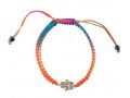 Neon Multicolor Braided Cord Bracelet - Silver Hamsa
