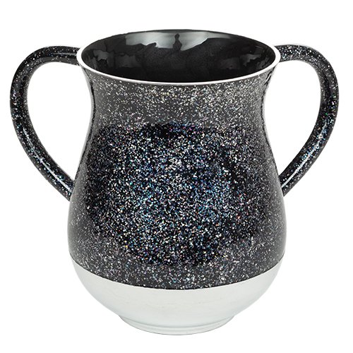 Netilat Yadayim Wash Cup – Speckled Black and White Design