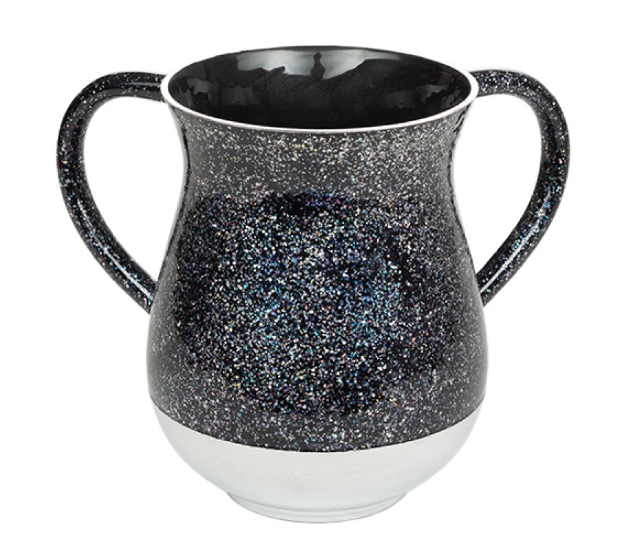 Netilat Yadayim Wash Cup – Speckled Black and White Design