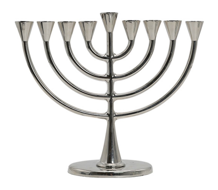 Nickel Chanukah Menorah Classic Design - For Candles