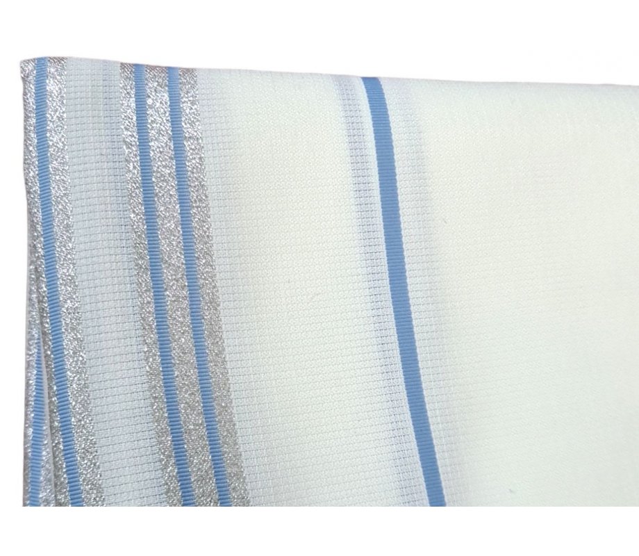 Noam Acrylic Non-Slip Lightweight Tallit Prayer Shawl - Silver and Light Blue Stripes