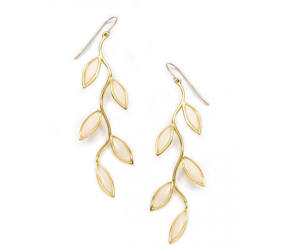 Olive Branch Earrings - Pearl Color | aJudaica.com