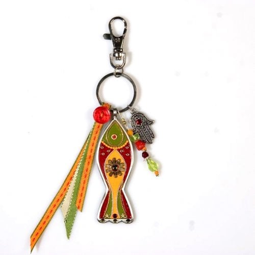 Orange and Red Fish Keychain by Ester Shahaf