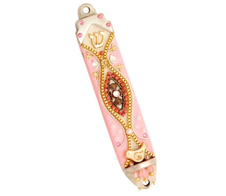 Oriental Mezuzah Case in Pink Shades