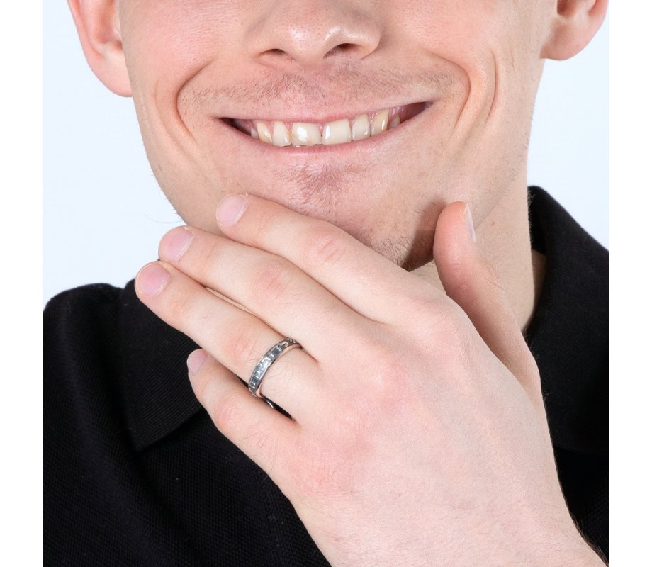 Oxidized Sterling Silver Ring, Ani LeDodi veDodi Li Hebrew and English