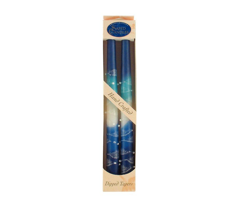 Pair of Galilee Handcrafted Decorative Taper Candles-Shades of Blue
