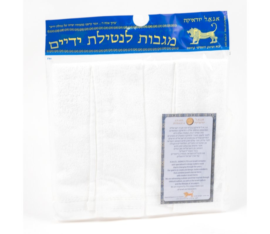 Pair of Hand Washing Netilat Yadayim Towels - Silver Embroidery