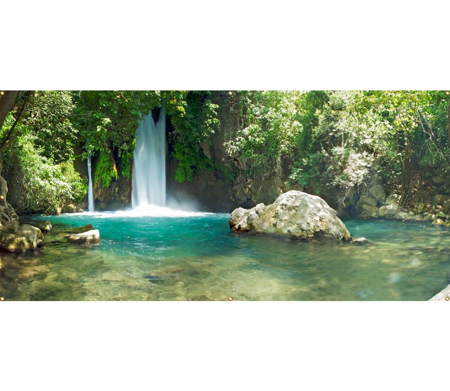 Panoramic Banyas Waterfall Sukkah Single-Wall Panel 16 ft Width