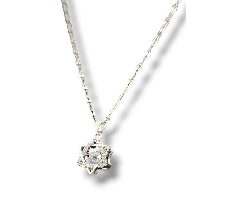 Pendant Necklace, Star of David with Gleaming Crystal - Choose Gold or Silver