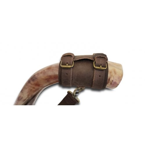 Personalized Genuine Leather Shoulder Strap, Custom Text - For Carrying Kudu Horn Yemenite Shofar