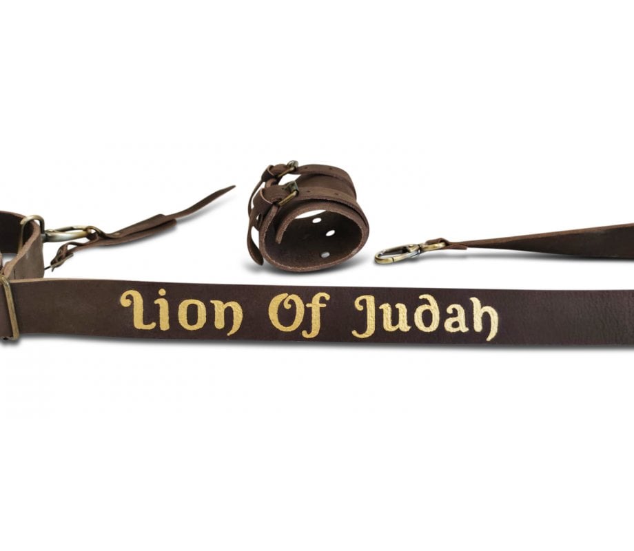 Personalized Genuine Leather Shoulder Strap, Custom Text - For Carrying Kudu Horn Yemenite Shofar
