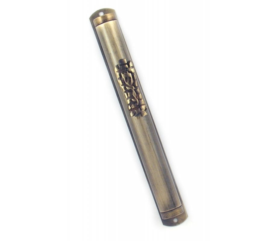 Pewter Mezuzah with center stylized design