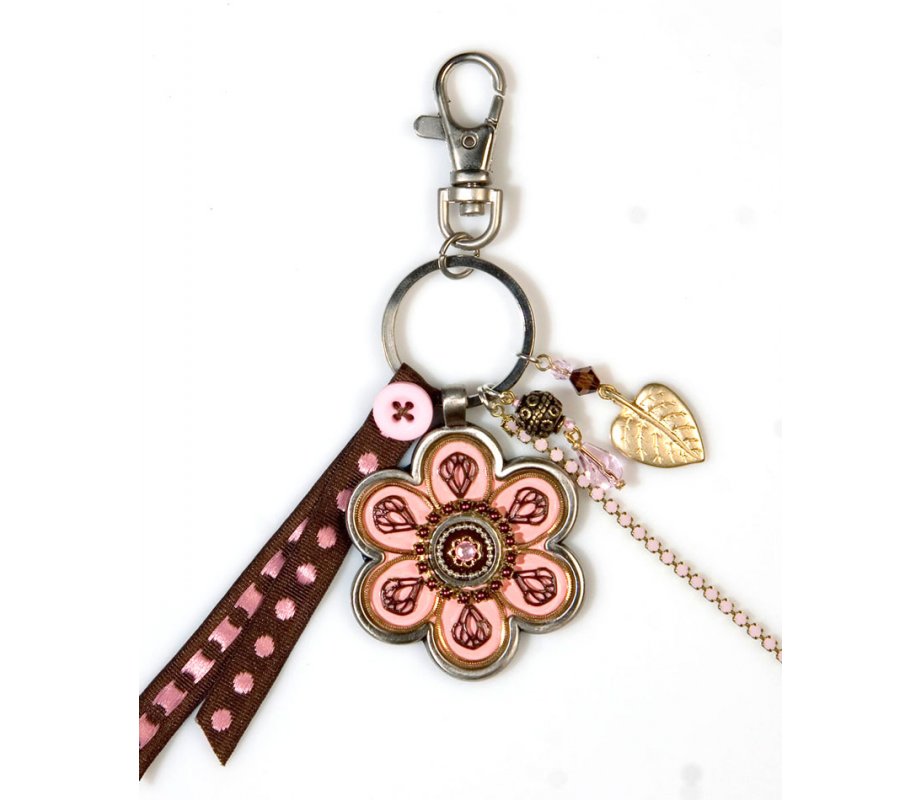 Pink Flower Keychain by Ester Shahaf