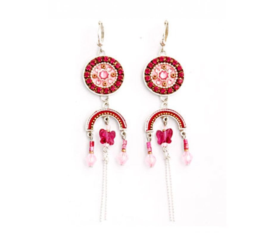 Pink Oriental Bead Earrings by Ester Shahaf