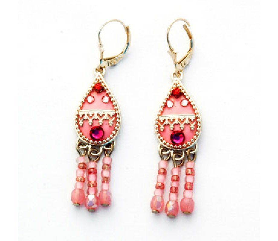 Pink Oriental Earrings by Ester Shahaf