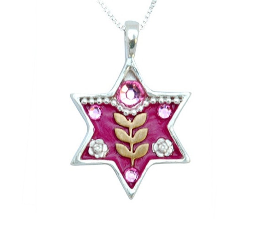 Pink Star of David Necklace by Ester Shahaf
