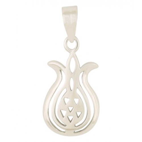 Pomegranate Pendant with Seed Cutouts – Rhodium Plated Gold Filled