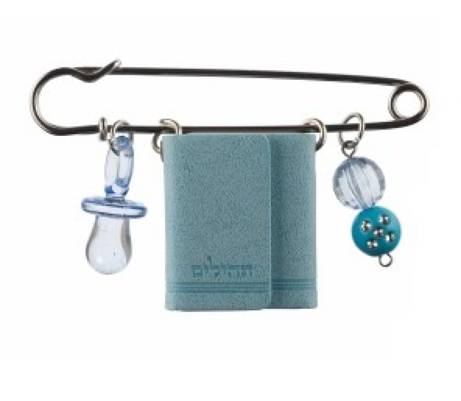 Psalms Tehillim Pin for Baby Crib, Carriage or Stroller - Light Blue