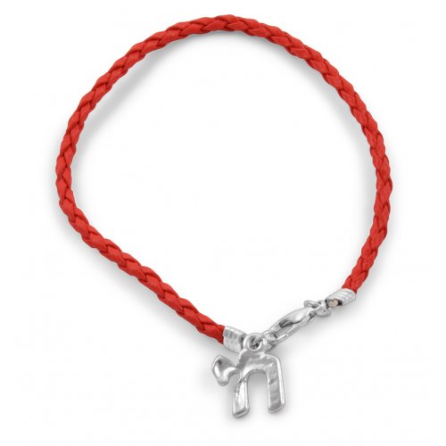 Red Cord Kabbalah Bracelet - Silver Chai Charm