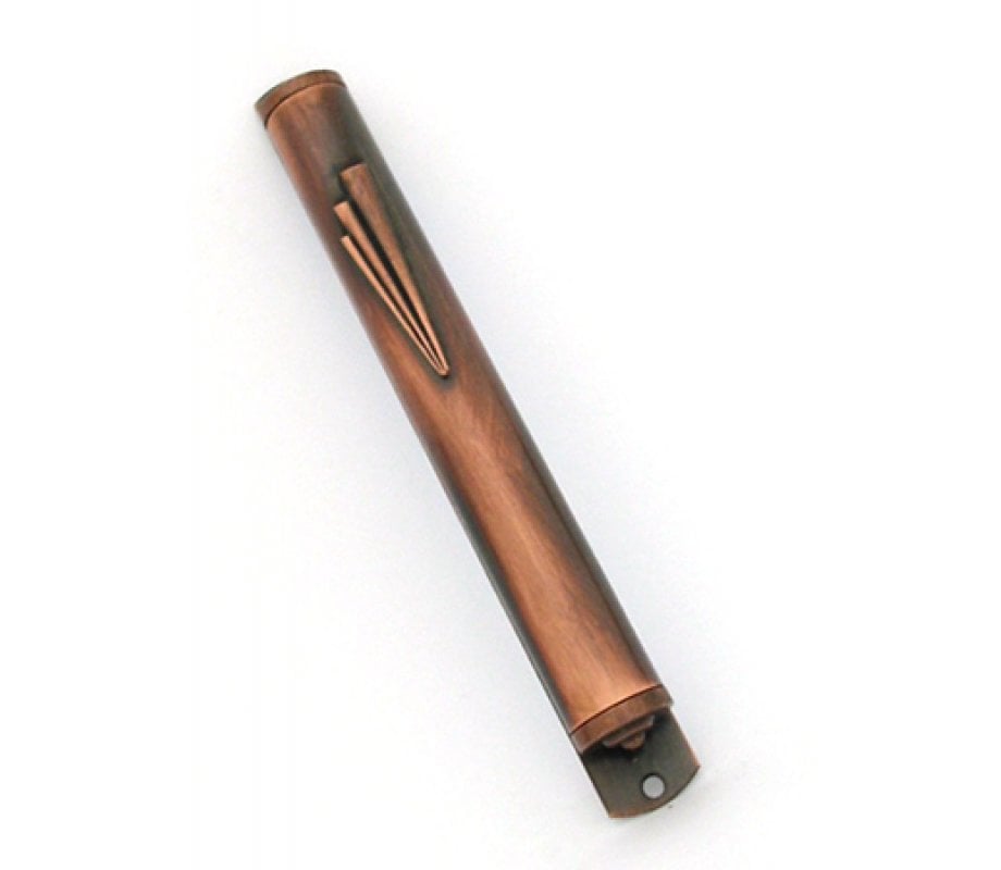 Red Pewter Mezuzah with modern