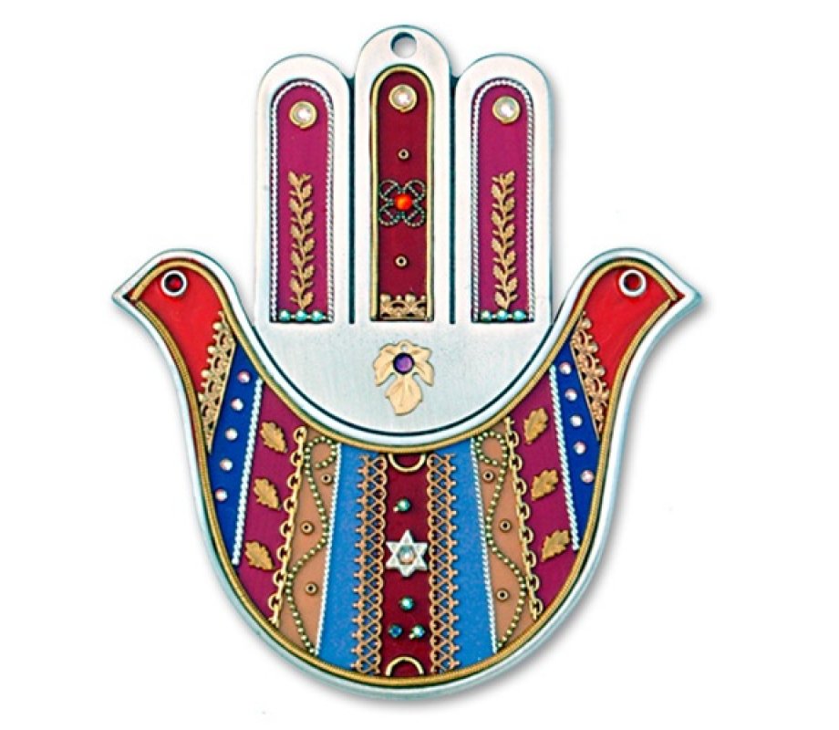 Red Wall Hamsa Hand by Esther Shahaf