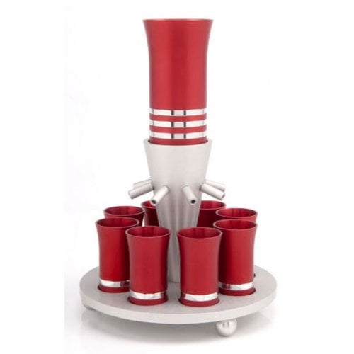 Red-Silver Anodized Aluminum Kiddush Fountain-Agayof