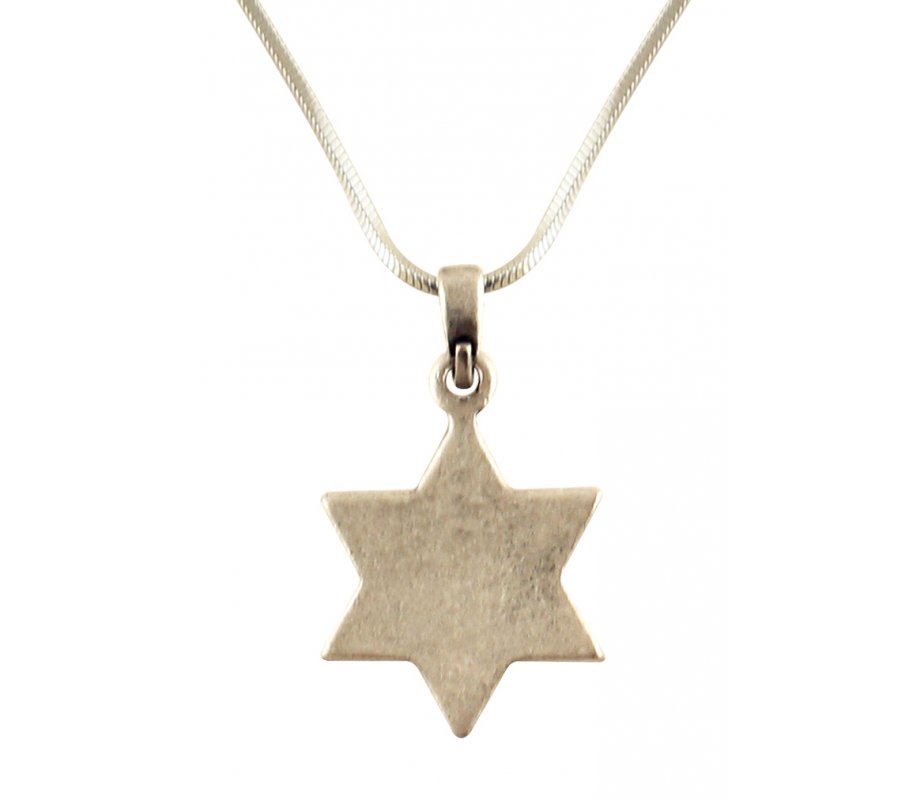 Rhodium Antique Finish Star of David Jerusalem Necklace