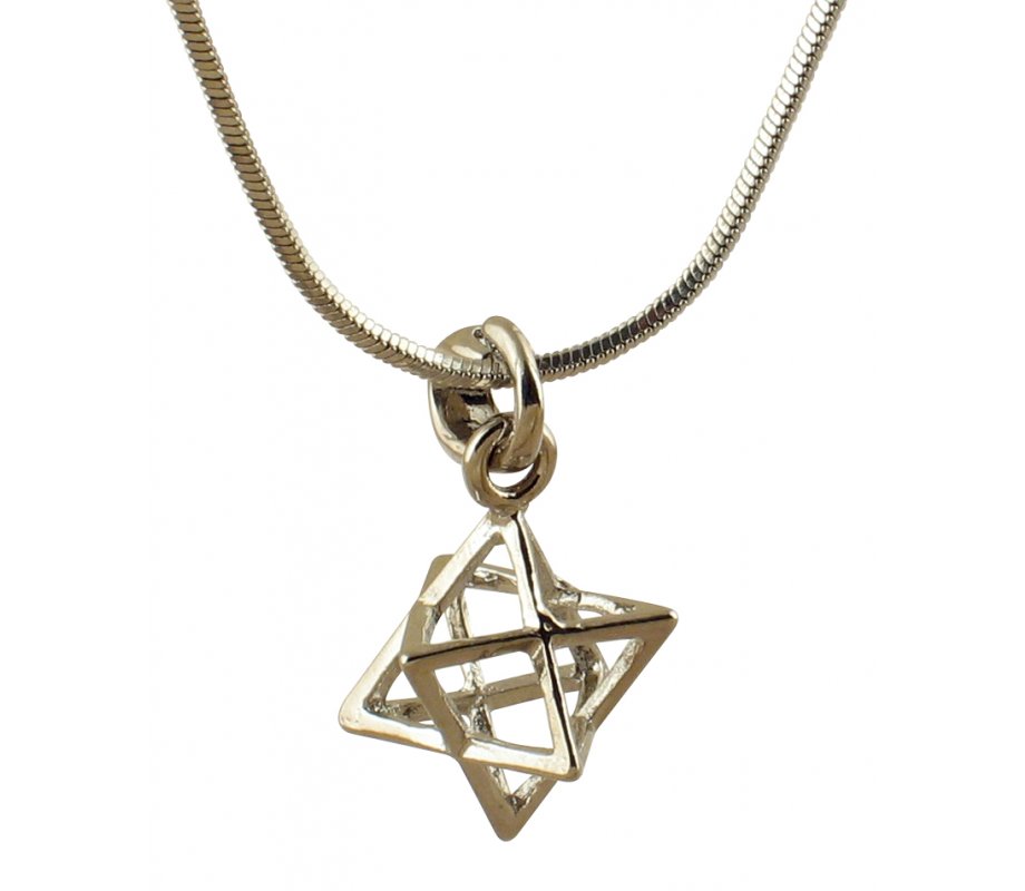 Rhodium Necklace with Merkava Kabbalah Pendant
