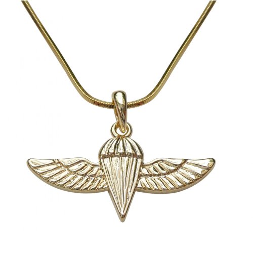 Rhodium Pendant Necklace, Paratrooper Emblem - Gold