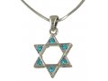 Rhodium Star of David Pendant Necklace - Colored Stones