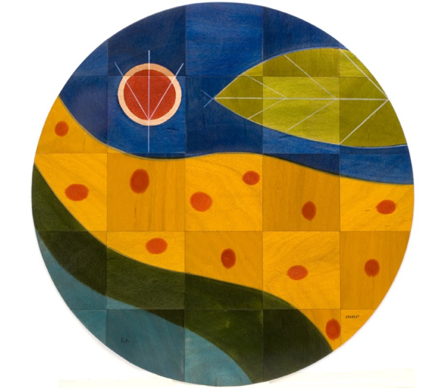 Round Floor Mat Yellow Path by Kakadu Art