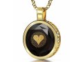 Round I Love You Onyx Pendant in 120 Languages - Gold Plate