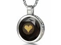 Round I Love You Pendant in 120 Languages - Silver and Onyx
