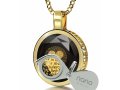 Round Onyx I Love You Pendant In Gold Frame - In 120 Languages