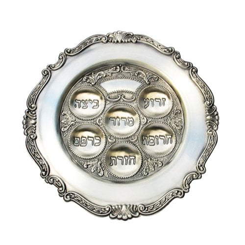 Round Pewter Passover Seder Plate