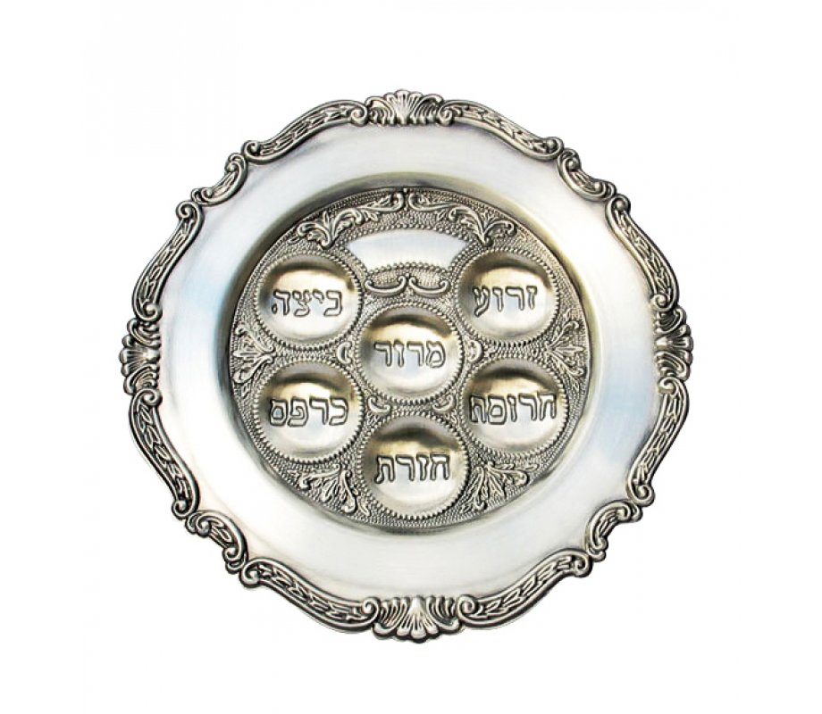 Round Pewter Passover Seder Plate