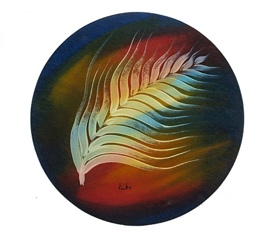 Round Placemat - White Plume by Kakadu Art